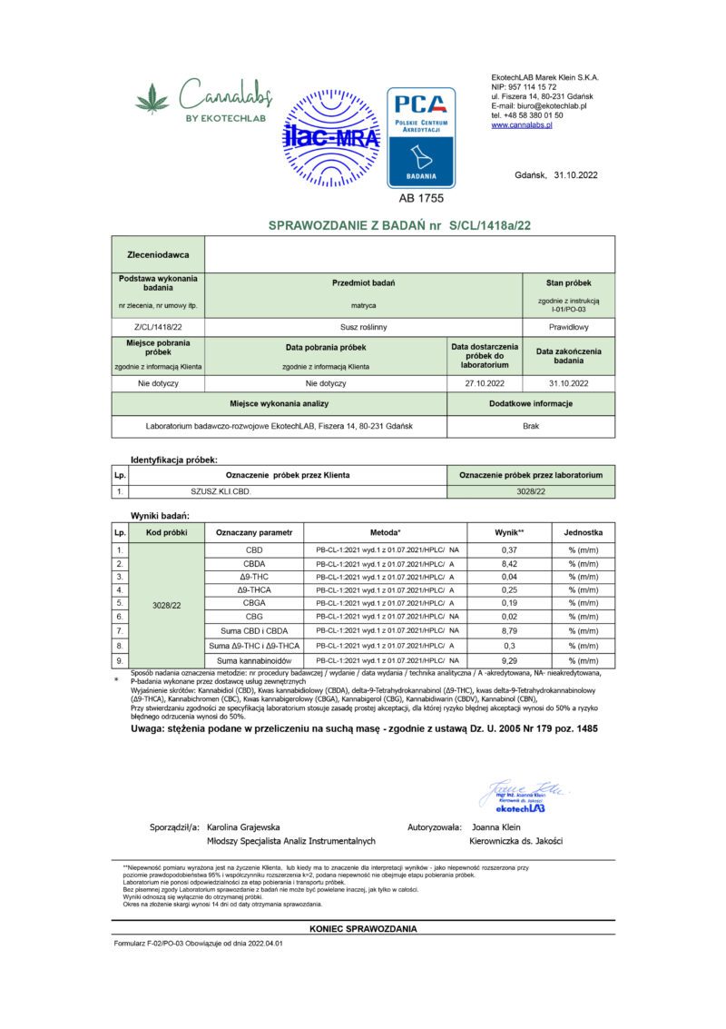 Mars - Susz Konopny CBD ~ 9% - Konopny Buch - Susz Konopny
