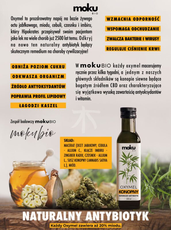 Hanf-Oxymel mokuBIO 250 ml – Essig, Knoblauch, Honig-Ingwer-Hanf-Immunität