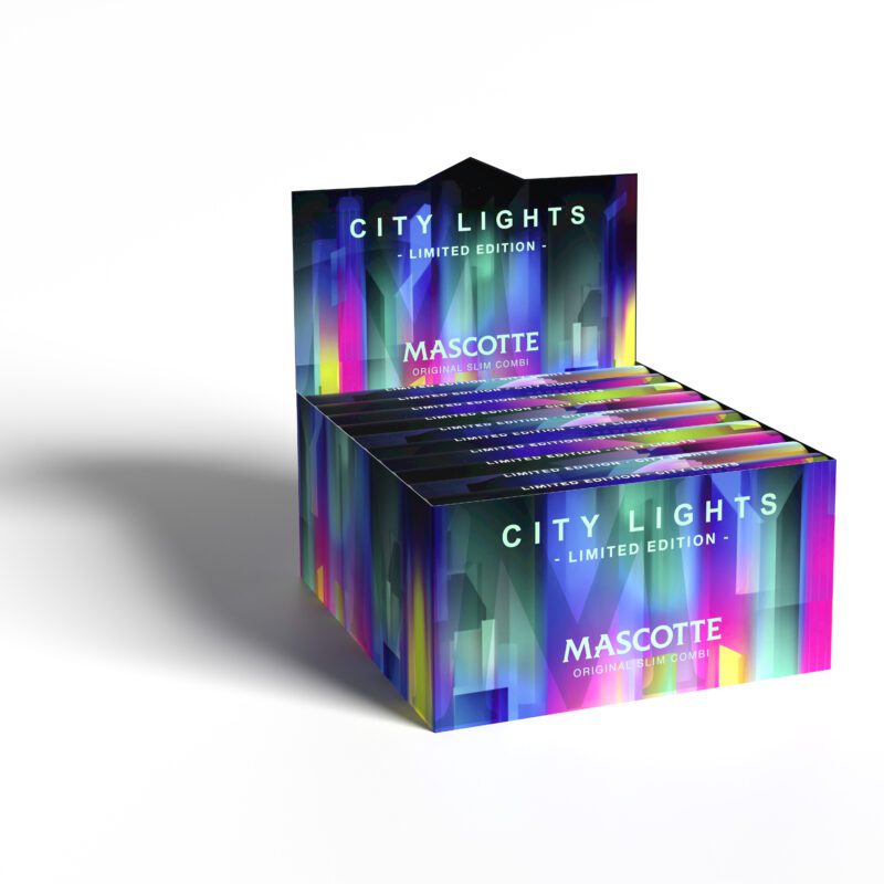 Bibułki z filterkami Mascotte Slim Size Magnetic CITY LIGHTS