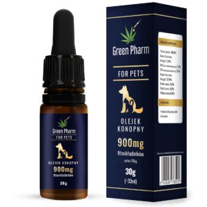 Olejek konopny 3% 33ml Animals Dla psa i kota Pets dla zwierząt - Wzbogacony o olej z łososia - Dla zwierząt