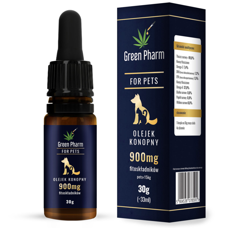 Hemp oil 3% 33ml Animals For dogs and cats Pets for animals - Enriched with salmon oil