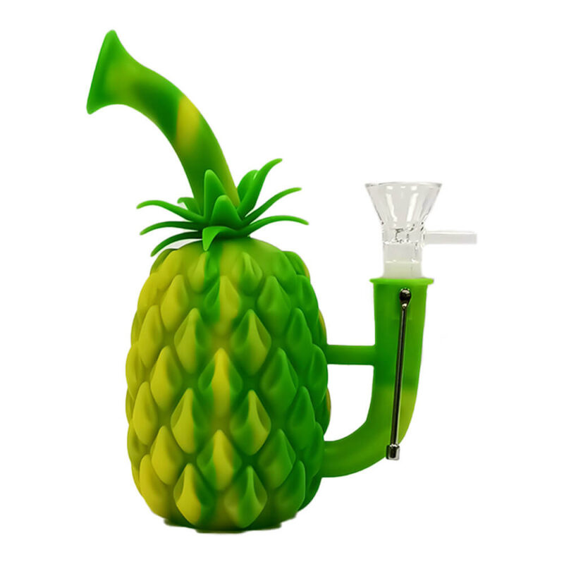 Pineapple Silicone Bongo su metaliniu šaukštu 18cm, nuimamos dalys