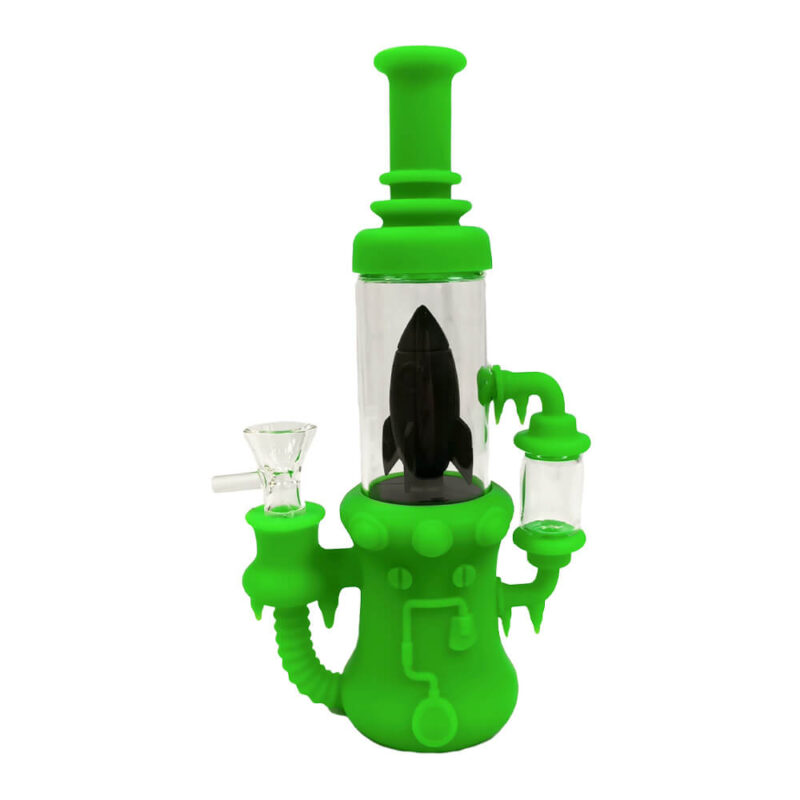 Bongo de silicona Spaceship Glass Green - piezas extraíbles 23cm