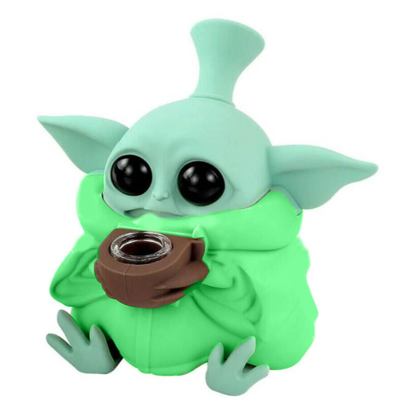 Alien Yoda Green Silicone Bongo 13cm noņemamas detaļas