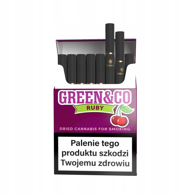 Kanapių cigaretės Prerolls Green&amp;Co Ruby 20 vnt 16G