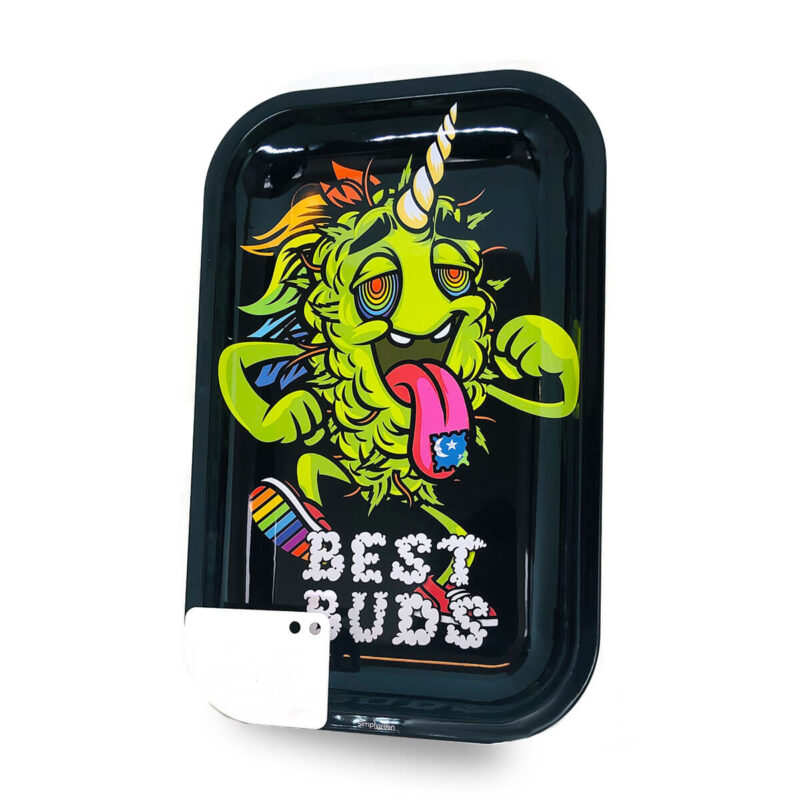 Best Buds LSD Velik kovinski pladenj za zvijanje in valjanje s karto za mlin