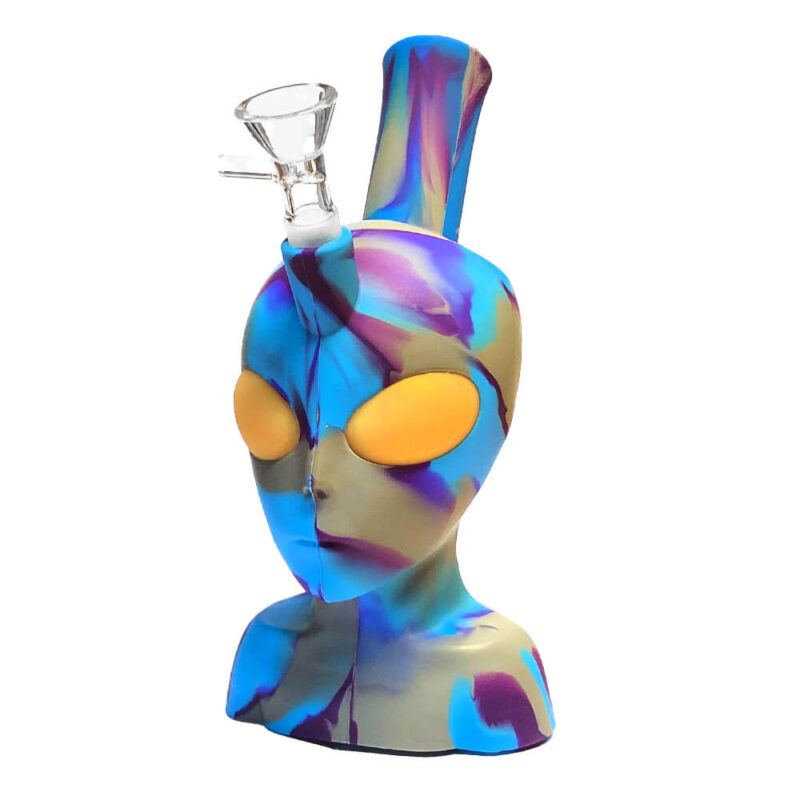 silicone bong blue alien head 20cm