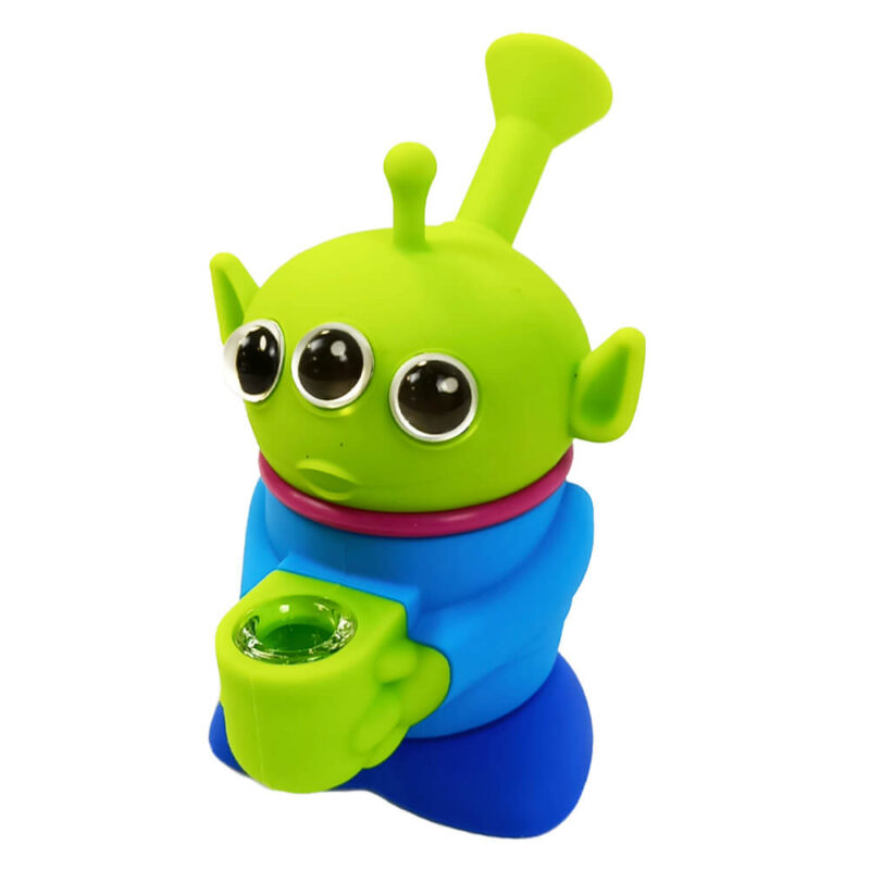 Dreiäugige Alien-Silikonbong mit abnehmbaren Elementen, 14 cm