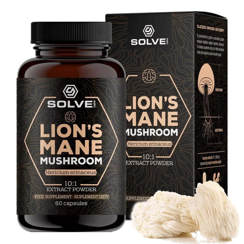 Lion's Mane (Soplówka jeżowata) 10:1 Ekstrakt 60 Kapsułek SOLVE LABS - Adaptogeny