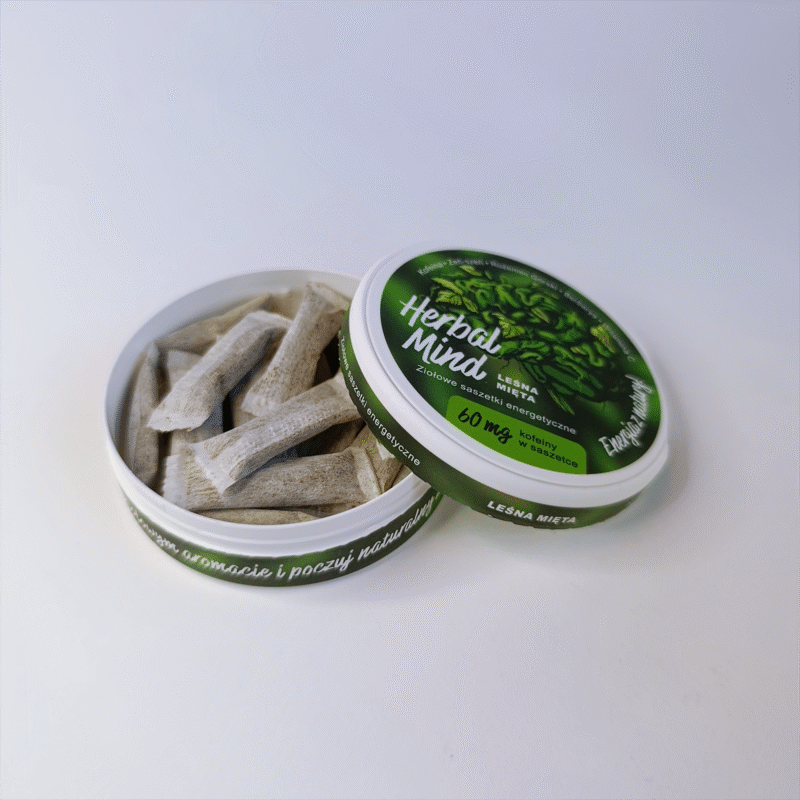 Ziołowe woreczki energetyczne HerbalMind LEŚNA MIĘTA saszetki kofeina - HerbalMind