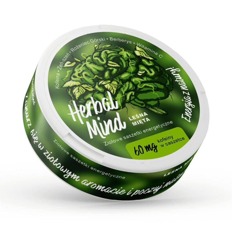 HerbalMind forest mint energy pouches caffeine sachets - Snus