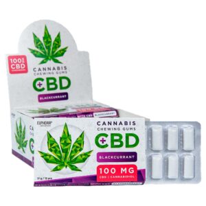 Euphoria CBD Black Currant chewing gum with 100 mg of pure CBD - Euphoria